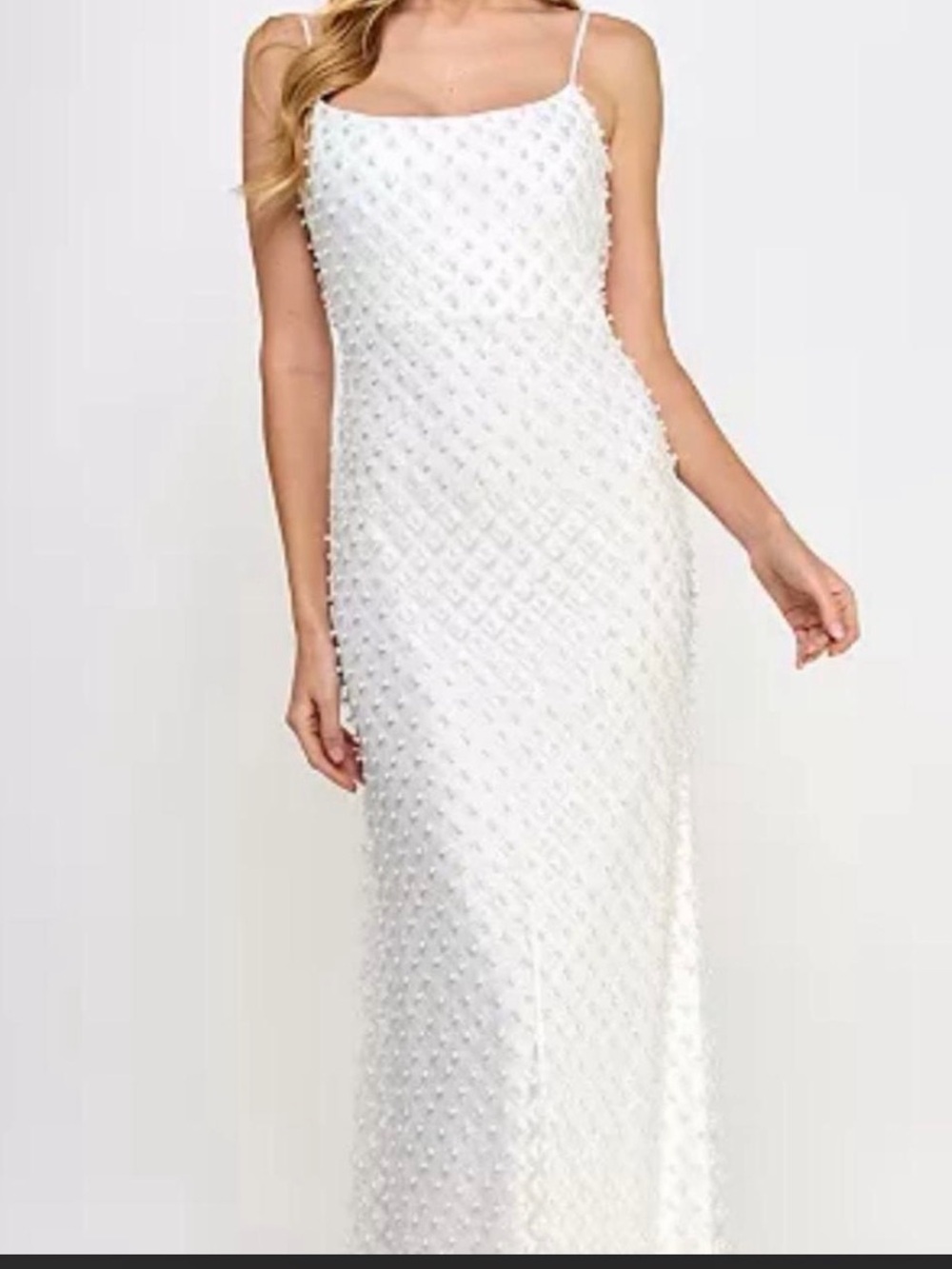White Beaded Slip Maxi Dress - Elegant Evening Wear